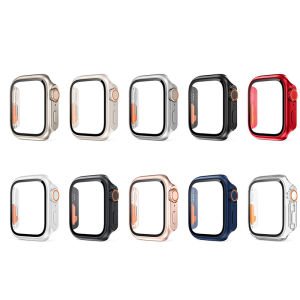 VUAERANG Upgrade Case for Apple Watch Series 8/7 41mm 45mm Screen Protector Hard PC Case with Tempered Glass for I Watch Series 4/5/6/SE 44mm 40mm Accessories