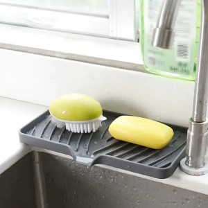 2Pcs Silicone Soap Dish with Drain Self Draining Soap Holder for Shower Bathroom Kitchen Sink Organizer Waterfall Soap Tray