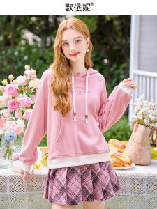 HEYINI | Áo Khoác Len Hoodie Hồng Phong Cách Nhỏ Gọn Dễ Thương
