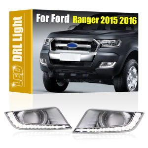 ROMADA | 2Pcs LED Fog Warning Lamp White DRL Daytime Driving Light Turn Signal Lights For Ford Ranger 2015 2016