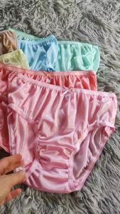 กางเกงในบิกินี่ ผ้าวาโก้ นิ่มลื่น กางเกงในผู้หญิง กางเกงไนล่อนเกรดพรีเมี่ยม  แพ็ค 6 ตัว L  Bikini Woman Underwear Nylon Briefs สะโพก 32-38 นิ้ว