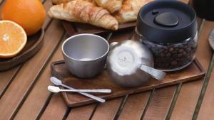 Boundless Voyage | Boundless Voyage Double Wall Coffee Cup Ultralight Espresso Mug with Handle & 1 Spoon Portable Drinkware ti3088D