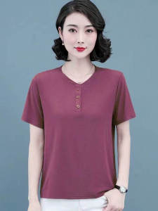 QIAOXIZI | Áo Thun Tay Ngắn Chống Lão Hóa Size Lớn Form Rộng