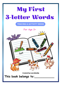 LearnBuddy Printed 3-letter CVC Words Tracing & Activity Worksheet| Preschool Phonics for Ages 3+