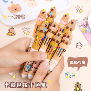Creative Capybara Ten Colors Rollerball Pen Practical Gift for Middle School High School Primary School Students Reward