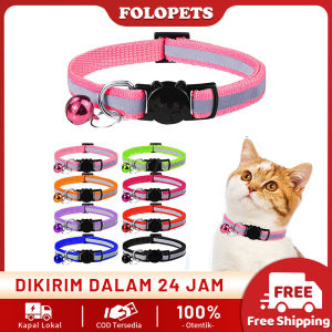 FOLOPETS Kerah Lonceng Reflektif Untuk Anjing Kucing Dapat Disesuaikan Tahan Lama