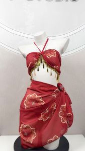 MIMI SHOP ชุดเซ็ท ชุดอินเดียเซ็กซี่ ชุดคอสเพลย์ 🎊 กระโปรงผูกเอวลายพิมพ์ M-686