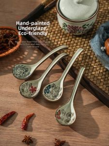 TINY HOME | Chinese Underglaze Ceramic Spoon for Eating Noodles Soup