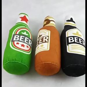 Realistic Beer Bottle Shaped Squeaking Dog Toy Interactive Play Bite Resistant Wear-Resistant Easy to Clean for Dogs