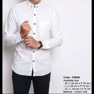 Baju Kemeja Pria Casual Polos Hitam Putih Lengan Panjang /hem baju pria/ kemeja cowok / kemeja putih