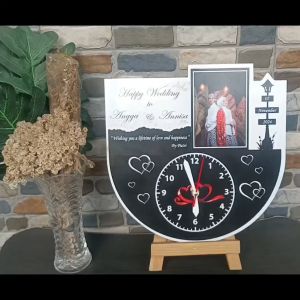 jam dinding custom hadiah kado pernikahan unik Hiasan rumah dekorasi pajangan ruangan mewah kayu