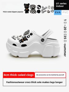 Womens EVA Clog Shoes Summer 2025 New Thick Bottom Heightening Sandals Beach Anti-slip Ladies Slippers Sweet Butterfly Knot