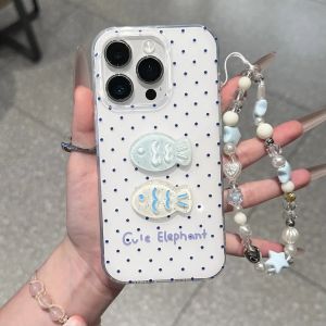Creative Polka Dot Fish Summer Phone Case Cute Protective Cover for Apple 16PROMAX iPhone 15/14 New Huawei NOVA14 Acrylic Shell