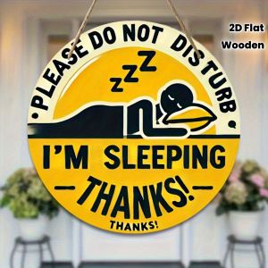 20cm Wooden Do Not Disturb - Im Sleeping 2D round Door Sign for Home Bedroom Dormitory Collective Accommodation Friends Gifts