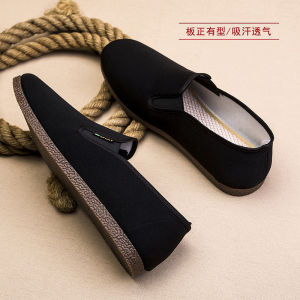 Old Beijing Cloth Shoes Mens Cow Tendon Bottom Anti-slip Soft Bottom Spring Summer Casual Slip-On Mens Shoes Breathable Low Heel round Toe