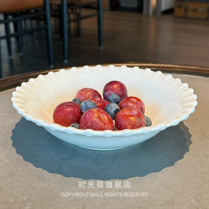 Costa Dona Series Luxury Ceramic European Creative Dessert Plate Lace Edge Deep Dish Vintage Style All Purpose Solid Color Design