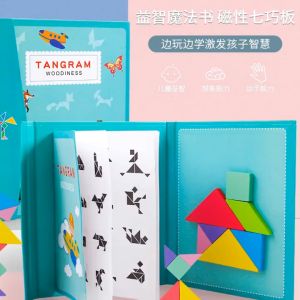 TicTacToys Puzzle Game Tangram Magnetic Wooden Block / Puzzle Magnet Anak