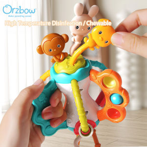 Orzbow Baby Fun Finger Pulling Music Toys Pull String Finger Grasp Training Toys with Bubble Early Education Toys