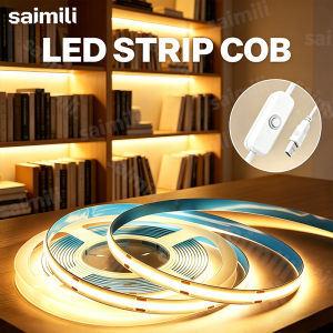 COB LED Strip Light 5V USB Button Switch Waterproof Flexible Lights for Room Cabinet Mirror DIY Ambient Backlight Decor Lighting