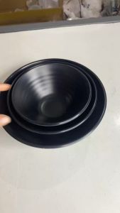 Tô nhựa Melamine Viền Xoắn Màu Đen Nhám Cao Cấp 2 Size