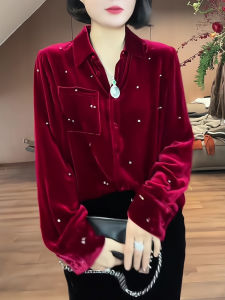 XIYUQI | Korean Style Elegant Red Long Sleeve Shirt