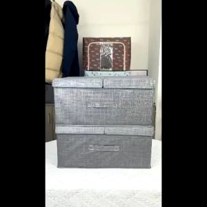 Large Clothes Storage Organizer Box With Removable Divider Foldable Book Storage Basket Box Closet Wardrobe Organizer
