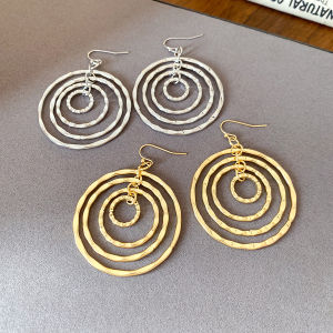 Multi Layer Round Thread Hollowed Dangle Earrings for Women Personality Layered Metal Drop Earring Boho New Trendy Jewelry M1