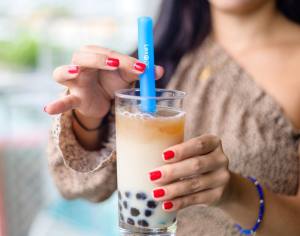 Lexngo 2pcs Food Grade Silicone Resealable Reusable Jumbo Straws for Bubble Tea / Smoothies / Milkshake