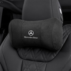LCX Mercedes Benz Car Dedicated Headrest Neck Pillow with Decoration Suede Seat Cushion Lumbar Support Memory Foam for W210 W124 W203 W204 C200 W140 W176 W205 W123 W220 W211 W212 GLA GLB AMG GLC GLE CLS CLA GLK