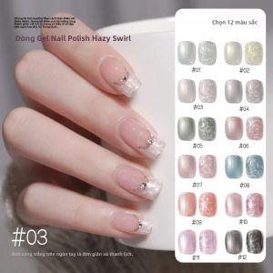 Bộ Sơn Móng Tay Gel Dạng Chỉ 12ML Phong Cách Nhật Bản Màu Xanh Ngọc Trai Làm Cứng Bằng Đèn UV Màu Trắng Hồng Bộ 1-12 Chiếc Dùng Cho Làm Đẹp & Chăm Sóc Móng