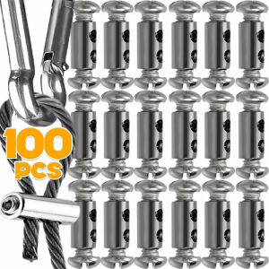 100PCS Steel Wire Rope Cable Clamp Metal Copper Clips Adjustable Screw Rope Clip Stainless Steel Sling Fastening Wire Locker