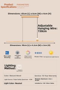 Simplicity Minimalist Long Wood Style Pendant Light