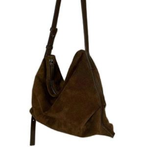Korean Style Large Capacity Suede Shoulder Bag Womens Casual Tote Bag Soft Handle Zipper Closure Cotton Lining Single Strap