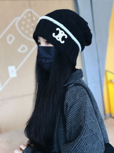 Korean Style Ins Patchwork Knitted Woolen Cap Womens Autumn Winter Fashion Warm Versatile Student Ear Protection Knit Hat Overhead Cap