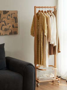 Solid Wood Mobile Clothing Rack