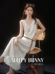 Lycell Plant Jacquard Sleeveless Knit Dress Long Summer