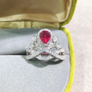 Montagne Jewelry Sterling Silver 925 Ring For Women Elegant Crown Design #27 Fine Jewellery Natural Gem 5x7mm Garnet Ring