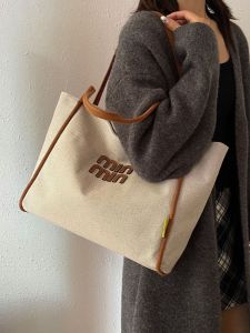 Summer Large Capacity Canvas Tote Bag Womens Fashion Commuter Bag Casual Underarm Shoulder Bag Korean Style Handbag