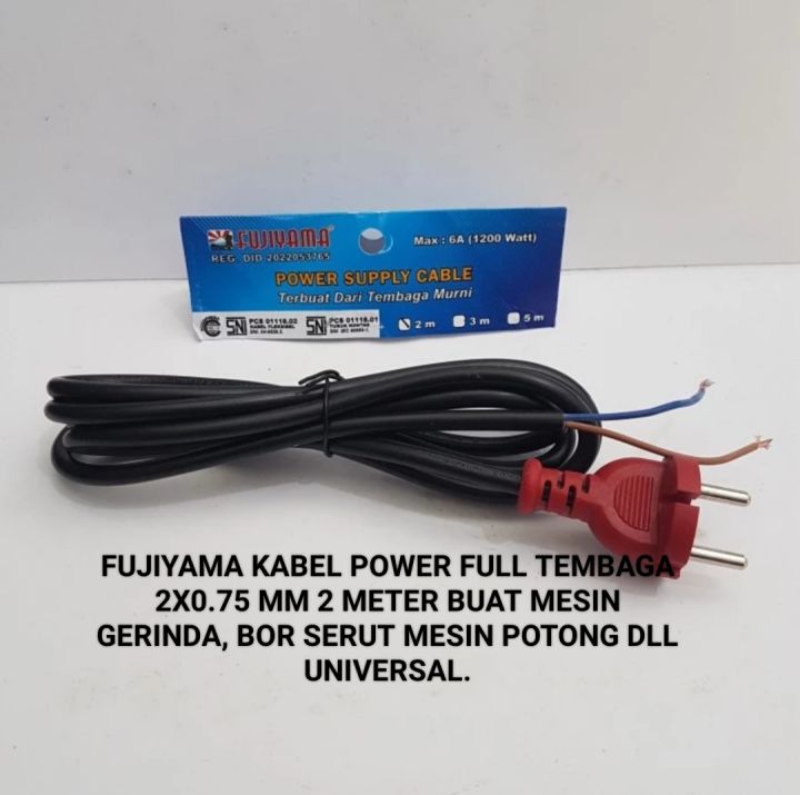 kabel power mesin gerinda tangan dan bor tangan panjang 2 meter kabel power fujiyama Made in Japan full tembaga semua mesin bisa di pasang universal