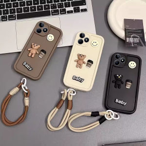 รูปการ์ตูน เคสโทรศัพท์ Case Realme GT 7 Dream Edition GT 7T Realme C71 NFC เทรนด์ใหม่น่ารักสร้างสรรค์3D หมีกาแฟป้องกันเลนส์ เคสโทรศัพท์ อ่อนหมีด้วยกำไลข้อมือ2025