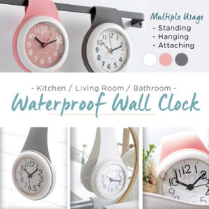 🇸🇬  South Korea MJK Wall Clock / Waterproof Wall Clock for Bathroom / Kitchen Small Silent Hanging Clock / Mini Punch-Free Clock