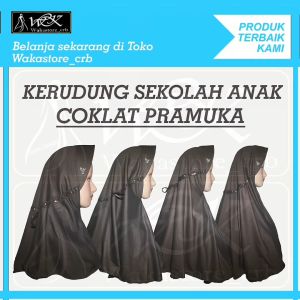 Kerudung sekolah anak Hijab sekolah Coklat Pramuka TK SD SMP SMA DEWASA serut renda samping astri