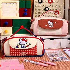 Sanrio | Cute Hellokitty Pencil Case For Students Study Stationery Portable Travel Small Cosmetic Bags Storage Bags Gifts For Girls