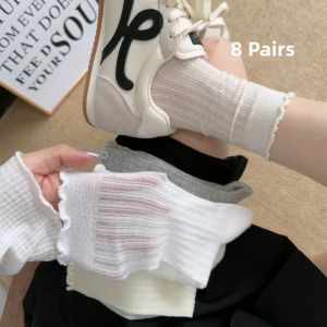 Thin Breathable Socks Mid-Calf White