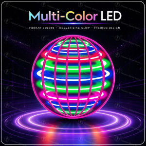 Hand Control Flying Ball Boomerang with LED Lights 360° Rotating Hover Orb Outdoor Indoor Fidget Toys for Teens & Adults