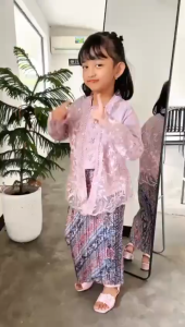 Setelan Dan Atasan Kebaya Kutubaru Anak Tulle Mix Payet Usia 5-12 Tahun Kebaya Wisuda Kebaya Pesta Kebaya Kartini Anak Sekolah TK SD