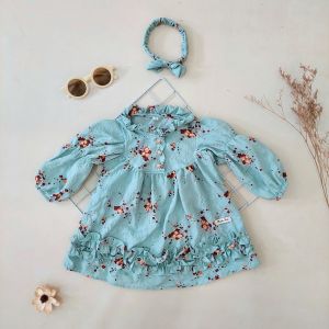 "NCC" 3-18 bulan Dress Baby Perempuan JAFREEN Free Headband Gamis bayi Dress Lengan panjang Baju bayi Cewek