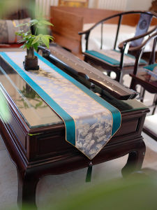 New Chinese Style Table Flag Luxury High End Tea Table Cloth Long Green Cover Towel Premium Bed Flag Tea Ceremony