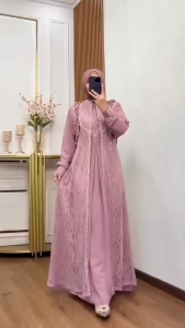 Devita Dress Brukat Baju Kondangan Pesta Wanita Mewah Variasi Payet Gaun Fashion Muslimah 2025