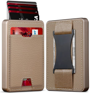 Wallet for Men Rotary and Automatic Push Out Credit Card Holder RFID Wallet Anti-Theft Business Card Holder PU Money Clip